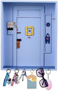 mumisuto Boîte à clés Murale en Bois, Porte Clé Mural Bois Friends Monica's Door, Porte Range Clef Mural Polyvalente, Boite a Clefs Murale Decorative, pour Les Amateurs De Séries Télévisées (Bleu)