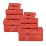 Superior Zero Twist Cotton 12 Piece Assorted Towel Set, Includes 4 Bath, 4 Hand, 4 Washcloth/Face Towels, Quick Dry, Home Essentials, Shower, Spa, Luxury Plush Soft Absorbent Towels, Brick