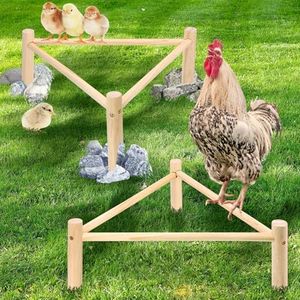 Chicken Perch for Coop & Brooder, Pine Wooden Chicken Toys & Coop Accessories for Chicken Triangular Gym Roosting Bar for Large Hens Parrots Birds, Natural Poultry Stand Chicken Nesting Support - 2P