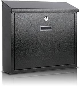 xydled Mail Boxes with Key Lock,Locking Mailbox Wall Mounted,Security Mailbox with Lock and Key,Large Capacity,Steel Cover Metal Postbox for House,14.2X 4X 12.6 Inch, Black