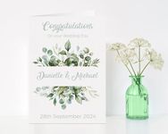 Gift Wrap 4 U Personalised Wedding Greeting Card with Floral Design | Custom Names Wedding Card | On Your Wedding Day Card | 150mm x 210mm.