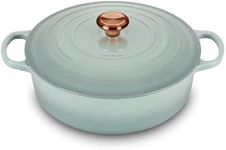 Le Creuset Signature 6.75-quart Round Wide Oven with Copper Knob - Enameled Cast Iron (Sea Salt)