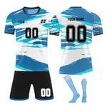 Personalised Football Shirt, Short & Socks for Men Women Boy Girl with Name Number Team Logo Custom Football Kit for Kids Adults