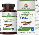 Brieofood Organic Licorice 1500mg, 45 Servings, Vegetarian, Gluten Free, 90 Tablets