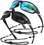 Sunier Polarised Sports Sunglasses for Men Women, Wrap Around Unbreakable Fishing Driving Sun Glasses with 100% UV400 Protection