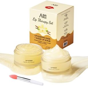 ANAiRUi Masques et Gommages pour Les Lèvres, Vanille & Collagène Exfoliants et Traitements pour Les Lèvres, masques pour Le Sommeil Nocturne, Kits de Soins pour Les Lèvres Gercées et Sèches