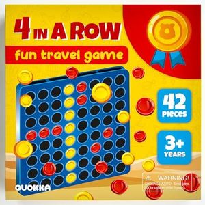 QUOKKA Connect Four Game for Kids - 4 in a Row for Kids Ages 4-6 - 1 Plastic Connect 4 Board Game - 40 Plastic Chips Travel Toys Kids Ages 4-8 - Best Fun Car Activities