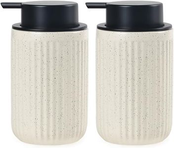 BosilunLife Foaming Soap Dispenser Set - Beige Ceramic Foam Hand Soap Dispenser 12oz with Rust Proof Pump, Easy Pressing, Refillable for Kitchen & Bathroom - 2 Pack
