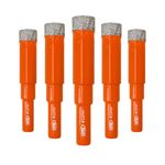 Dry Diamond Drill Bit Set,BGTEC 5pcs 12mm Hole Saw for Granite,Marble,Masonry, Concrete, Tile/Ceramic, Glass, Hard Plastic,Vacuum Brazed Diamond Core Drill Bit Kit