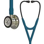 3M Littmann Cardiology IV Diagnostic Stethoscope, 6190, More Than 2X as Loud*, Weighs Less**, Stainless Steel Champagne-Finish Chestpiece and Stem, 69 cm (27") Caribbean Blue Tube, Black Headset