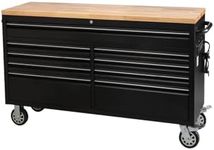 GarveeTech 9-Drawer Large Rolling Tool Chest, 61" Mobile Tool Storage Cabinet with Wheels and Wood Top, Garage Tool Box Organizer with Anti-Slip Liner for Warehouse, Workshop