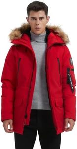 Molemsx Down Coats For Men, Men's Winter Jacket Warm Parka Puffer Jacket Classic Outwear Mountain Wild Sports Winter Down Jacket for Cold Weather with Hood Great with Cold Vests Red S Regular