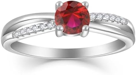 Viskyna Infinity Promise Ring for Her 925 Sterling Silver Birthstone Engagement Ring Wedding Eternity Anniversary Statement Ring for Women, Gemstone, Ruby