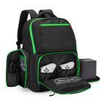 Trunab Travel Backpack Compatible with Xbox Series X/S Console, Carry Case Game Storage Bag with Inner Divider, Multiple Pockets for 15.6” Laptop and Game Accessories, Patented Design