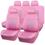 CAR PASS Barbie Pink Leather Seat Cover Automotive Breathable Universal Car Seat Cover Set Package-Super 5mm Sponge Inside,Airbag Compatible, Interior Cover Cute for Women Car Truck Van (Pink)