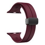 Meyaar Compatible with Apple Watch Straps 49mm 45mm 44mm 42mm for Women Men, Soft Silicone Magnetic Buckle Sport Bands for iWatch Series 9 8 7 6 5 SE/SE2 4 3 2 1 Ultra/Ultra 2 (Burgundy)