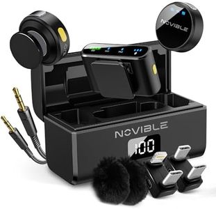 Novible - Micro Cravate sans Fil pour iPhone, Android, Caméra, PC - Microphone Lavalier, Réduction de Bruit, Transmission 100 m - Autonomie 25 h avec Boîtier de Recharge