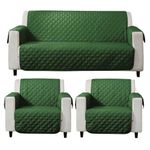 HOKIPO Quilted Sofa Cover 5 Seater in 3+1+1 Configuration, Forest Green (AR-4663-M8*2 + AR-4665-M8)