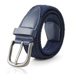 Monopa Boys Elastic Braided Belt - Pin Buckle Stretch Golf Baseball Belt for Boys and Girls Aged 4-12 Years (Navy Blue,66cm)