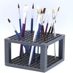 Art Pavilion Plastic - 96 Holes Holder Pen Pencil Paint Brush Organizer For Students Office Desk Supplies (Grey)