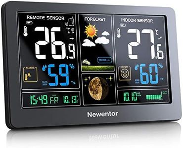 Newentor Weather Station with Wireless Outdoor Indoor Sensor, Color Display, Weather Forecast, Digital Atomic Clock, Barometer, Temperature, Humidity Monitor, for Home Garden Farm