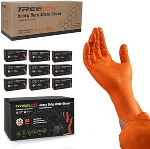 TREEGO Orange 10 Mil Diamond Grip Nitrile Gloves Case, Medium, 1000 Count