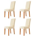 DASORY Velvet Chair Covers for Dining Room, Soft Stretch Seat Slipcover, Washable Removable Parsons Chair Protector, Set of 4,Cream