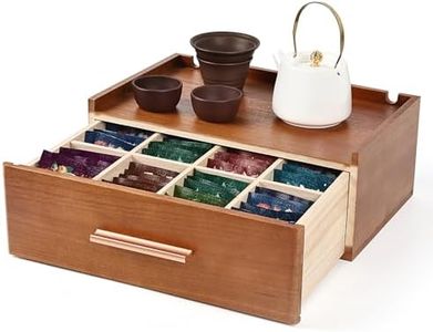 Tea Station Organizer for Countertop, Wooden Tea Bag Holder With 8 Compartments, Tea Storage Chest Container for Countertop, Organizador De Te