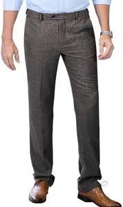 Men's Tweed Pants Herringbone Thick Wool Pleated Front Dress Suit Vintage Trousers (Grey, 29W x 30L)