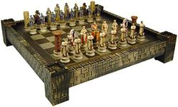 Medieval Times Crusades Arabian vs Christian Knights Chess Set W/17 Castle Board