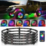 MICTUNING 17inch V1 RGB+IC Chasing Color Wheel Ring Lights Kit with APP Control, Double-Row Dream Color Chasing Flow Neon Wheel Rim Lights with Turn Signal and Braking for Pickup Truck Car SUV