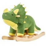 FUNLIO Dinosaur Baby Rocking Horse for Toddlers 1-3 Years, Mighty & Cute Green Plush Rocking Triceratops, Stuffed Ride-on Dinosaur Rocker, Easy to Assemble, CPC & CE Certified