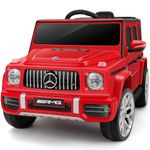 ELEMARA Licensed Mercedes Benz AMG G63 Electric Car for Kids,12V Rechargeable Kids Car,Electric Vehicle Ride On Toys with Flashing/LED Lights, Bluetooth,Spring Suspension,Music & Horn, Soft Start,Red