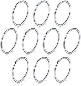 Crdifu 10 pcs 20 Gauge Nez Anneau Cerceau 8mm en Acier Inoxydable Faux Nez Lèvre Hélice Tragus Cartilage Cerceau Anneau Bijoux