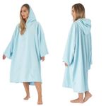 Brentfords Towel Poncho Adult Hooded Large Bath Swim Surf Beach Absorbent Dry Microfiber Changing Robe for Men Boys Quick Dry, Sky Blue