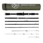 Rigged and Ready Smuggler 6 Baitcast Rod Travel Fishing Rod & Case. Rod Lengths 170cm 5’7”, 190cm 6’3”, 215cm 7’ with 3 Tips for Spin and Bait General Freshwater and Sea Fishing