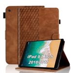 Vkooer Case for iPad 6th/5th Generation 9.7 inch - iPad 2018/2017, ipad Air 2/Air 1 Leather Folio Cover Smart Shell with Auto Sleep/Wake Multi Angle Viewing Stand, Brown