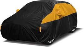 Car Cover Waterproof All Weather for Automobiles,10 Layers Outdoor Full Cover Rain UV Snowproof Protection with 2 door Zipper Cotton Mirror Pocket, Fit Saloon/Hatchback Length(163"-177"/415-450cm)