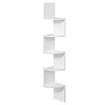 VASAGLE 5-Tier Corner Shelf, Wall Shelf, Display Floating Shelf in Living Room, Study, Kitchen, Bedroom, for Plants, CDs, Decorations, Modern, Cloud White