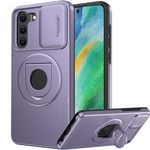 FUNMIKO for Samsung Galaxy S21 Case with Sliding Camera Lens Cover - Wireless Charging Compatible - Magnetic Kickstand - Shockproof Protective Phone Case 6.2" for Women Girls - Purple