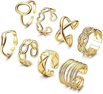 Chriscoco 8 Piezas Anillos Acero Inoxidable para Mujer Oro Anillos Mujer Nudillos Anillos Juego Boho Ajustable Abierta Apilables Anillos