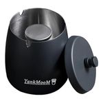 YankMooM Ashtrays with Lid,Black Stainless Steel Ash Trays Windproof Metal Ashtray for Indoor or Outdoor Use Garden Office Household