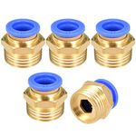 uxcell Straight Pneumatic Push to Quick Connect Fittings G 1/2" Male x 12mm Tube OD 5pcs