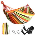 Anyoo Cotton Hammock Comfortable Fabric with Tree-friendly Straps, Durable Portable Hammock with Travel Bag,Perfect for Garden Camping Outdoor/Indoor Patio Balcony Backyard