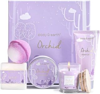Caja de Regalo Mujer, Set de Baño Mujer Regalo 5 Piezas Aroma de Orquídea Incluye Vela Perfumada, Manteca Corporal, Crema de Manos, Sal de Baño Cestas Regalo Mujer Ideal para Hogar Spa