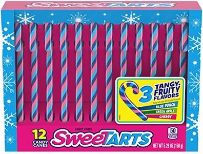 SweeTARTS Holiday Candy Canes, Christmas Stocking Stuffers Box for Kids, Multicolor, Assorted, 5.28 Oz, 12 Count