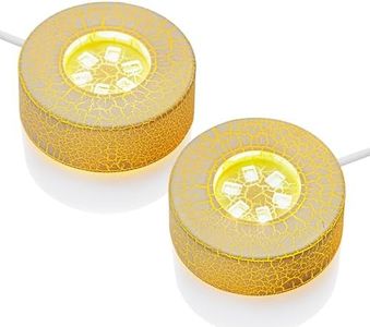 ZEERSHEE 2Pcs Crackle Glaze LED Display Stand for 3D Crystal Glass Resin Art Warm Light Lamp Base for Home Decor