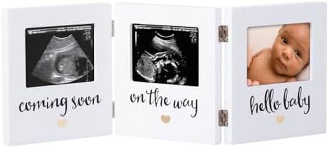 Pearhead Triple Sonogram Keepsake Photo Frame, Baby Keepsake Picture Frame, Gender-Neutral Baby Nursery Décor, Baby's First, Baby Gift Ideas, Holiday Stocking Stuffer, White