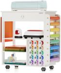 𝐂𝐫𝐚𝐟𝐢𝐭 Craft Cart Organizer Table Compatible with Cricut Rolling Organization and Storage with Vinyl Roll Holder, Crafting Cabinet Workstation Tool Accessories Holder for Craft Room (Patented)