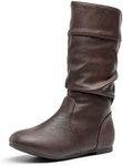 DREAM PAIRS Little Kid BLVD-K Brown Pu Girl's Knee High Boots Size 1 M US Little Kid